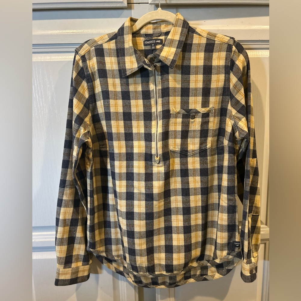 Toad and Co women’s zip flannel pullover shirt size medium